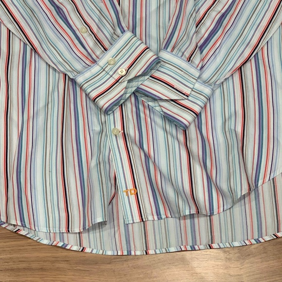 Thomas Dean Striped Long Sleeve Dress Shirt XXL - Picture 4 of 6